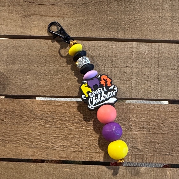Other - Colorful Beaded Keychain with 'Smell Children' Charm